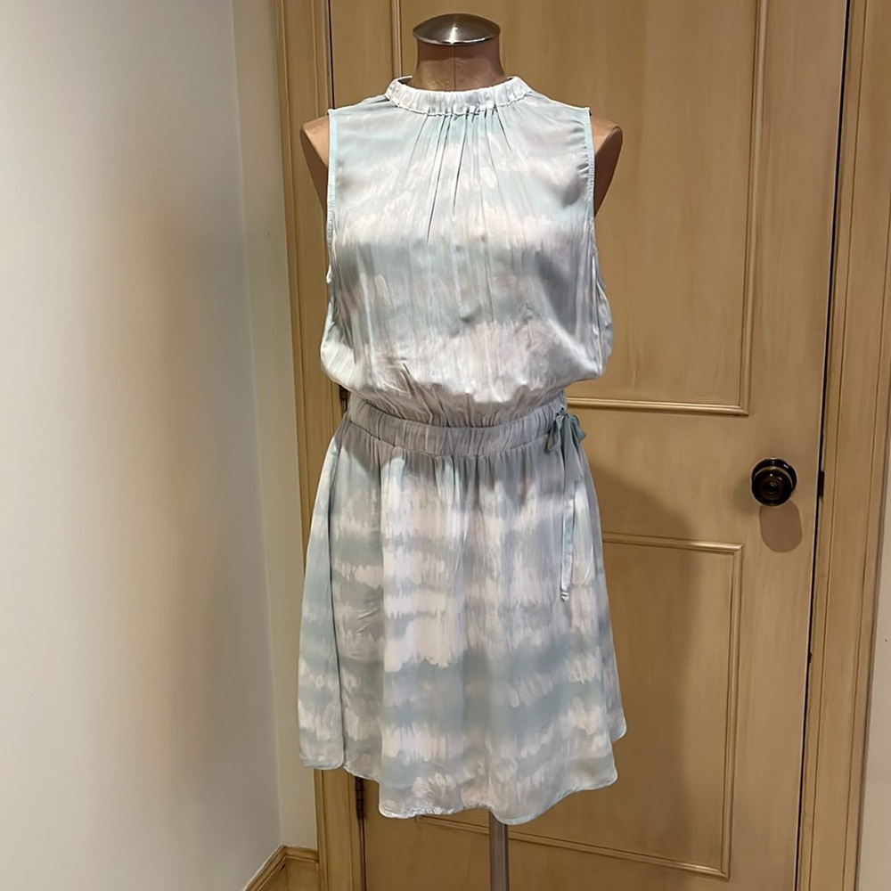 Bella Dahl Light Blue and White Tie-Dye Mini Dress
